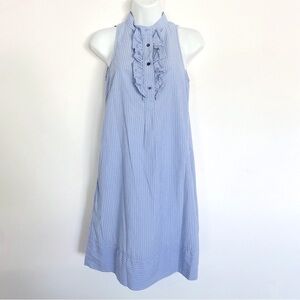 Gap Blue Striped Tuxedo Ruffle Mini Dress